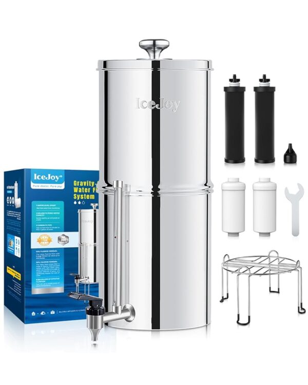 8-Stage Gravity Water Filtration System 3.0 Gallon - 304 Stainless Steel Countertop System with 4 Filters and Stand, Reduce 99.9% Chlorine, NSF/ANSI 42 Certification 8-Stage Gravity Water Filtration System 3.0 Gallon - 304 Stainless Steel Countertop System with 4 Filters and Stand, Reduce 99.9% Chlorine, NSF/ANSI 42 Certification