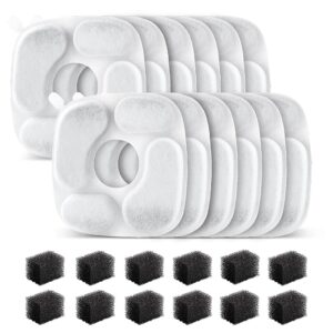 24 Pcs Cat Water Fountain Filter,12 Pack Filters & 12 Pack Pre-Filter Sponges, Compatible with 95oz/2.8L Pet Fountain 24 Pcs Cat Water Fountain Filter,12 Pack Filters & 12 Pack Pre-Filter Sponges, Compatible with 95oz/2.8L Pet Fountain