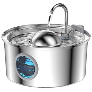 AONBOY Cat Water Fountain Stainless Steel, 108oz/3.2L Cat Fountain, Pet Water Fountain with Water Level Window, Hemispherical Shape, Multi-Filter, Silent Pump, Water Tap,... AONBOY Cat Water Fountain Stainless Steel, 108oz/3.2L Cat Fountain, Pet Water Fountain with Water Level Window, Hemispherical Shape, Multi-Filter, Silent Pump, Water Tap,...