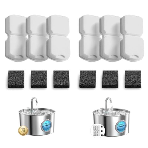 Cat Water Fountain Filter Replacement: 12 Cat Fountain Filter - 12 Pet Fountain Filter - 6 Carbon Filters & 6 Foam Filters - Suitable for GIOTOHUN Stainless Steel Cat Fountain S11 Cat Water Fountain Filter Replacement: 12 Cat Fountain Filter - 12 Pet Fountain Filter - 6 Carbon Filters & 6 Foam Filters - Suitable for GIOTOHUN Stainless Steel Cat Fountain S11