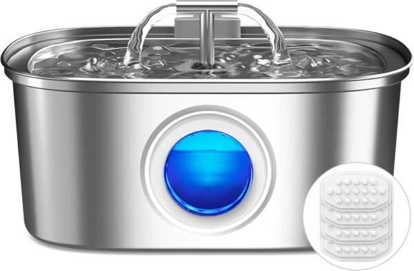 Cat Water Fountain Stainless Steel: 108oz/3.2L Cat Fountain for Drinking with Filter - Pet Water Fountains for Cats Inside - Automatic Cat Feeding & Watering Supplies - Water... Cat Water Fountain Stainless Steel: 108oz/3.2L Cat Fountain for Drinking with Filter - Pet Water Fountains for Cats Inside - Automatic Cat Feeding & Watering Supplies - Water...