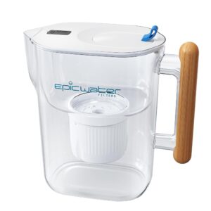 Epic Water Filters Pure Filter Pitchers for Drinking Water, 10 Cup 150 Gallon Filter, Tritan BPA Free, Removes Fluoride, Chlorine, Lead, Forever Chemicals (White & Bamboo) Epic Water Filters Pure Filter Pitchers for Drinking Water, 10 Cup 150 Gallon Filter, Tritan BPA Free, Removes Fluoride, Chlorine, Lead, Forever Chemicals (White & Bamboo)