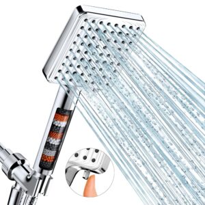 Filtered Shower Head - 6 Modes High Pressure Handheld Shower Head with Filter Mineral Beads, Detachable Handheld Showerhead Set with Stainless Steel Hose and Shower Arm Bracket Filtered Shower Head - 6 Modes High Pressure Handheld Shower Head with Filter Mineral Beads, Detachable Handheld Showerhead Set with Stainless Steel Hose and Shower Arm Bracket