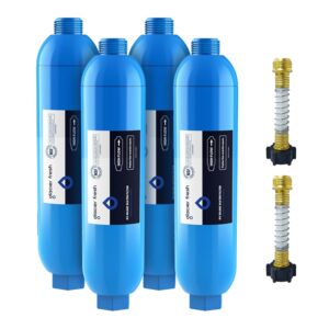 GLACIER FRESH RV/Marine Water Filter with 2 Flexible Hose Protector, Greatly Reduces Bad Taste, Odors, Chlorine and Sediment in Drinking Water, 4 Pack GLACIER FRESH RV/Marine Water Filter with 2 Flexible Hose Protector, Greatly Reduces Bad Taste, Odors, Chlorine and Sediment in Drinking Water, 4 Pack