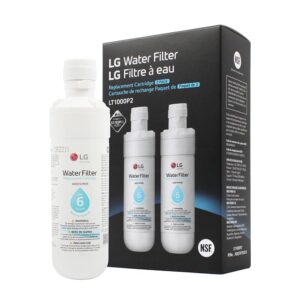 LG LT1000P2 6-Month / 200 Gallon Refrigerator Replacement Water Filter, Reduces Chlorine, 2 Count (Pack of 1), White. LG LT1000P2 6-Month / 200 Gallon Refrigerator Replacement Water Filter, Reduces Chlorine, 2 Count (Pack of 1), White.