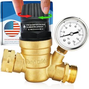 RV Water Pressure Regulator for RV Camper. Brass Lead-free Adjustable Water Pressure Regulator with Gauge for Camper Travel Trailer, Reducer Valve W Filter. M22-0660R. RV Water Pressure Regulator for RV Camper. Brass Lead-free Adjustable Water Pressure Regulator with Gauge for Camper Travel Trailer, Reducer Valve W Filter. M22-0660R.