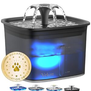 Veken 95oz/2.8L Pet Fountain, Automatic Cat Water Fountain Dog Water Dispenser with Replacement Filters for Cats, Dogs, Multiple Pets (Space Black, Plastic) Veken 95oz/2.8L Pet Fountain, Automatic Cat Water Fountain Dog Water Dispenser with Replacement Filters for Cats, Dogs, Multiple Pets (Space Black, Plastic)