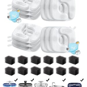 Veken Cat Water Fountain Filters, 12 Pack Replacement Filters & 12 Pack Replacement Pre-Filter Sponges Set for 67oz, 95oz, 135oz Automatic Pet Fountain Dog Water Dispenser Veken Cat Water Fountain Filters, 12 Pack Replacement Filters & 12 Pack Replacement Pre-Filter Sponges Set for 67oz, 95oz, 135oz Automatic Pet Fountain Dog Water Dispenser