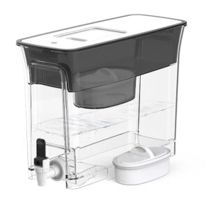 Waterdrop 35-Cup Slim Water Filter Dispenser, Large Capacity Water Filter Pitcher, 200-Gallon Long-Life, 5X Lifetime, Reduces Chlorine, PFOA/PFOS and More, BPA Free, Black (with... Waterdrop 35-Cup Slim Water Filter Dispenser, Large Capacity Water Filter Pitcher, 200-Gallon Long-Life, 5X Lifetime, Reduces Chlorine, PFOA/PFOS and More, BPA Free, Black (with...