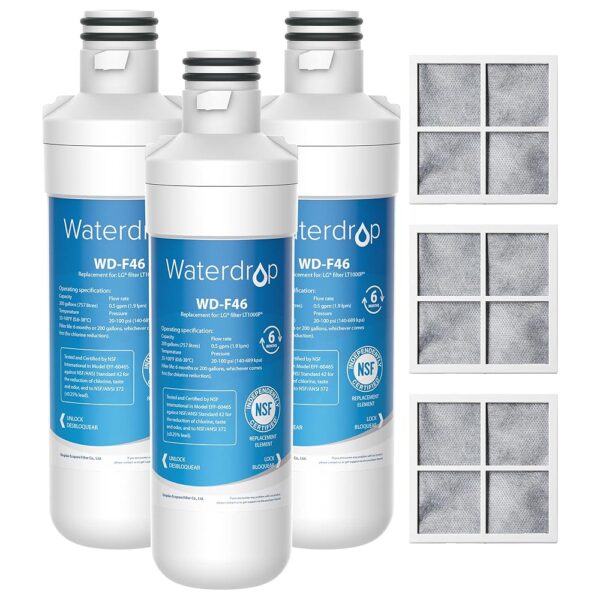 Waterdrop ADQ747935 LT1000PC Replacement for LG® LT1000P®/PC/PCS ThinQ® Refrigerator Water Filter, LFXS26973S, LMXS28626S, LMWS27626S, LFXS28596S, ADQ74793501 and LT120F®, 3 Combo Waterdrop ADQ747935 LT1000PC Replacement for LG® LT1000P®/PC/PCS ThinQ® Refrigerator Water Filter, LFXS26973S, LMXS28626S, LMWS27626S, LFXS28596S, ADQ74793501 and LT120F®, 3 Combo