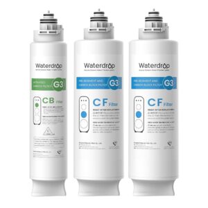 Waterdrop G3 Replacement Filter 1-Year Combo, Pack of 2 WD-G3-CF Filters and 1 WD-G3-CB Filter, Replacement for WD-G3-W, WD-G3P600 and WD-G3P800-W Reverse Osmosis System Waterdrop G3 Replacement Filter 1-Year Combo, Pack of 2 WD-G3-CF Filters and 1 WD-G3-CB Filter, Replacement for WD-G3-W, WD-G3P600 and WD-G3P800-W Reverse Osmosis System